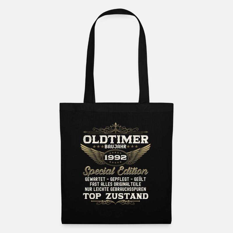 Oldtimer Jahrgang 1992 30. Geburtstag Geschenk fun - Stoffbeutel - Schwarz