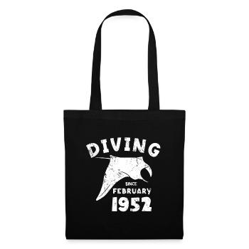 Taucher Geburtstag - Diving since February 1952 - Stoffbeutel - Schwarz - Vorne