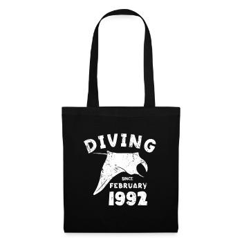 Taucher Geburtstag - Diving since February 1992 - Stoffbeutel - Schwarz - Vorne
