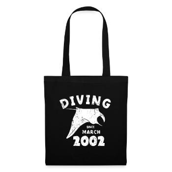 Taucher Geburtstag - Diving since March 2002 - Stoffbeutel - Schwarz - Vorne