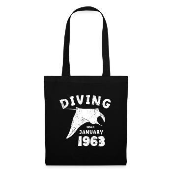 Taucher Geburtstag - Diving since January 1963 - Stoffbeutel - Schwarz - Vorne