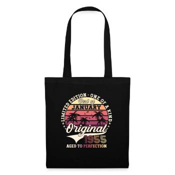 Né en 1955 janvier 68e anniversaire cadeau homme - Sac en tissu - noir - Devant