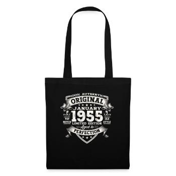 Né en 1955 janvier 68e anniversaire cadeau homme - Sac en tissu - noir - Devant