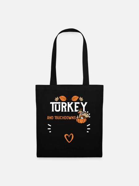 Turkey And Touchdowns - Stoffbeutel - Schwarz