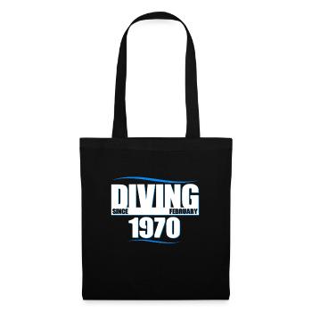 Taucher Geburtstag - Diving since February 1970 - Stoffbeutel - Schwarz - Vorne
