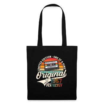 66e anniversaire homme March né 1957 cassette - Sac en tissu - noir - Devant