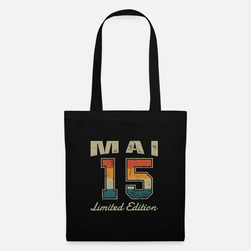 Geburtstag: Mai 2015 - Limited Edition Retro - Stoffbeutel - Schwarz