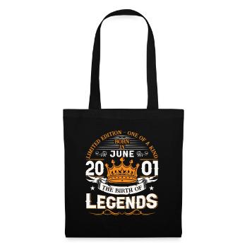 22nd Birthday Man June Vintage 2001 Legendary - Tote Bag - black - Front