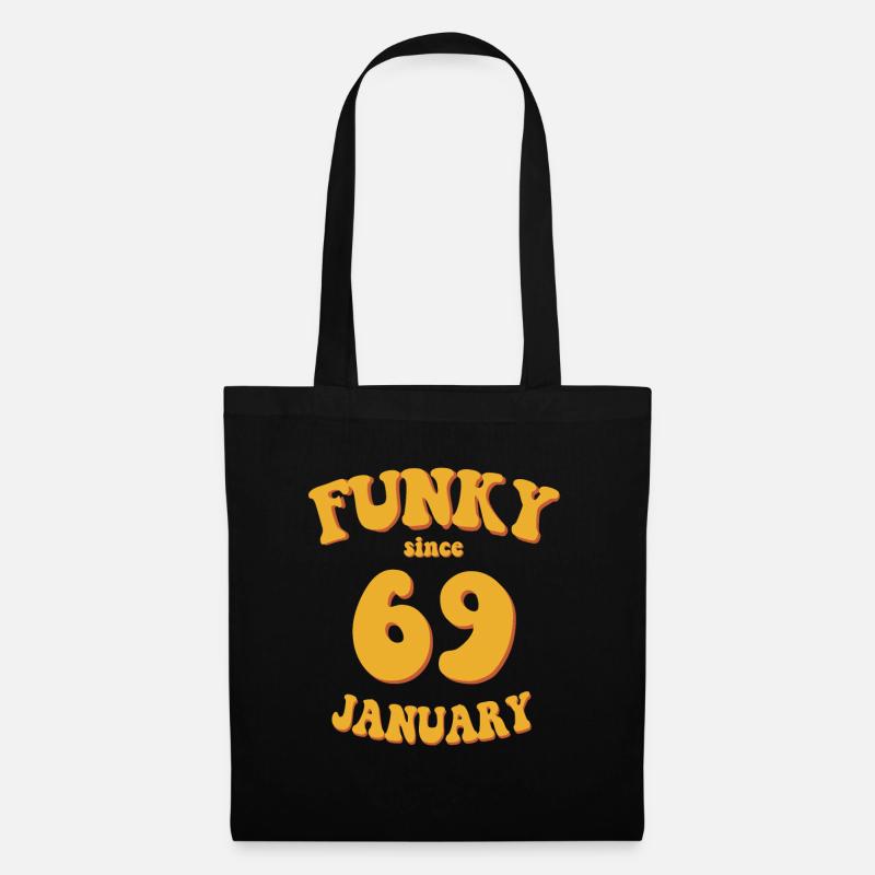 Funky Geburtstag: Januar 1969 - Flower Power - Stoffbeutel - Schwarz