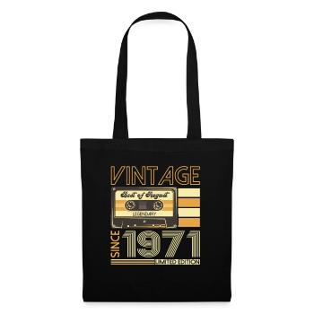 52. Geburtstag Mann August Jahrgang 1971 Kassette - Stoffbeutel - Schwarz - Vorne