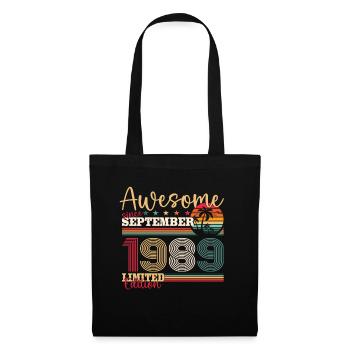 34ème Anniversaire Septembre Millésime 1989 Génial - Sac en tissu - noir - Devant