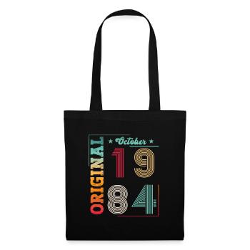 39ème Anniversaire Original Octobre Millésime 1984 - Sac en tissu - noir - Devant