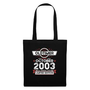 20. Geburtstag Oldtimer Oktober Jahrgang 2003 - Stoffbeutel - Schwarz - Vorne