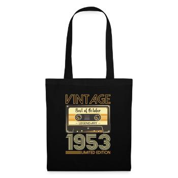 70. Geburtstag Kassette Oktober Jahrgang 1953 Tape - Stoffbeutel - Schwarz - Vorne