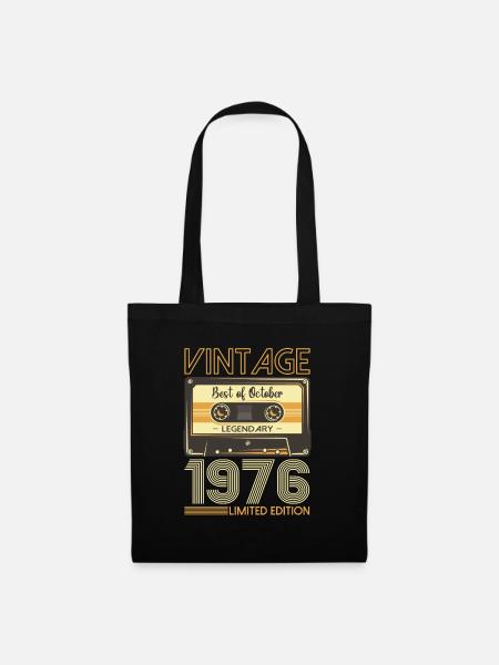 47. Geburtstag Kassette Oktober Jahrgang 1976 Tape - Stoffbeutel - Schwarz