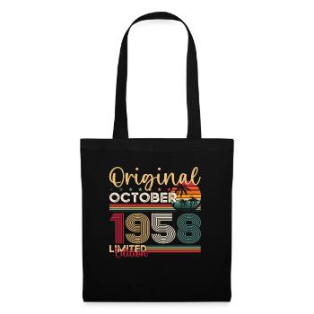 65e anniversaire mari Original Octobre Millésime 1958 - Sac en tissu - noir - Devant