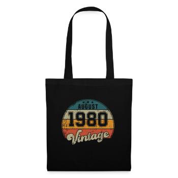 Vintage Geburtstag - August 1980 - Geschenkidee - Stoffbeutel - Schwarz - Vorne