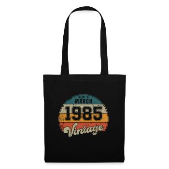 Vintage Geburtstag - März 1985 - Geschenkidee - Stoffbeutel - Schwarz - Vorne