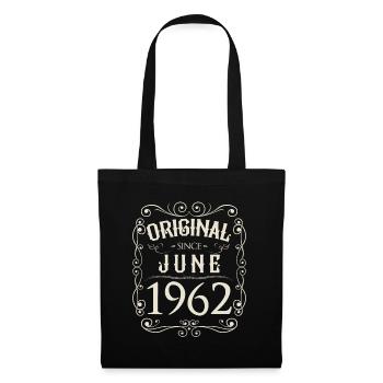 Vintage - Original since Juni 1962 Geburtstag - Stoffbeutel - Schwarz - Vorne