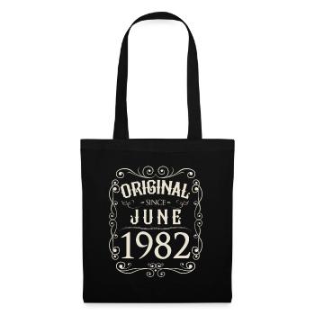 Vintage - Original since Juni 1982 Geburtstag - Stoffbeutel - Schwarz - Vorne