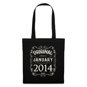 Vintage - Original since Januar 2014 Geburtstag - Stoffbeutel - Schwarz - Vorne