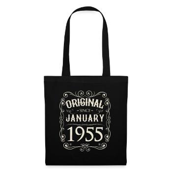 Vintage - Original since Januar 1955 Geburtstag - Stoffbeutel - Schwarz - Vorne