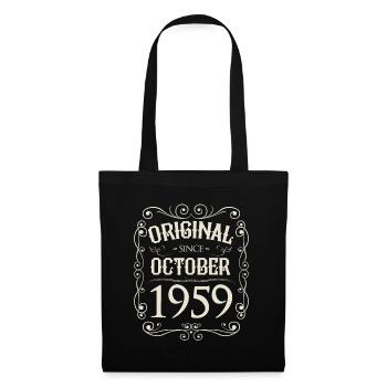 Vintage - Original since Oktober 1959 Geburtstag - Stoffbeutel - Schwarz - Vorne