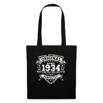 90e anniversaire mari Original avril Vintage 1934 - Sac en tissu - noir - Devant