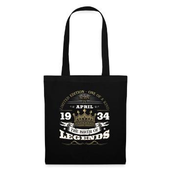 90e anniversaire homme légende avril Vintage 1934 - Sac en tissu - noir - Devant