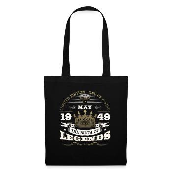 Legendär Mai 1949 Jahrgang 1949 Geburtstag 1949 - Stoffbeutel - Schwarz - Vorne