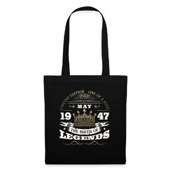 Legendär Mai 1947 Jahrgang 1947 Geburtstag 1947 - Stoffbeutel - Schwarz - Vorne
