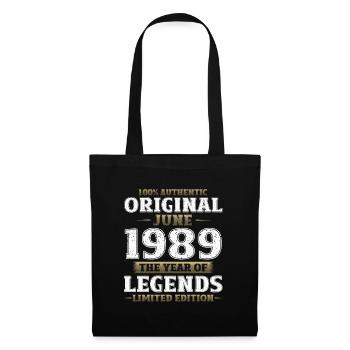 Original Juin 1989 Millésime 1989 Anniversaire 1989 - Sac en tissu - noir - Devant