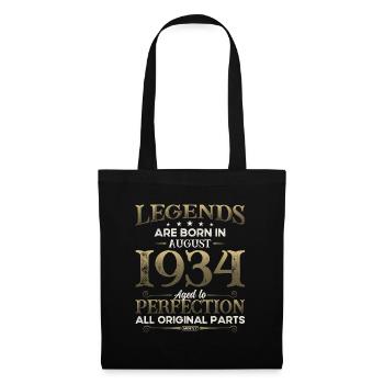 90e anniversaire Original août 1934 Né en 1934 - Sac en tissu - noir - Devant