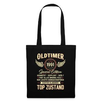 33. Geburtstag Oldtimer September 1991 Jahrgang 91 - Stoffbeutel - Schwarz - Vorne