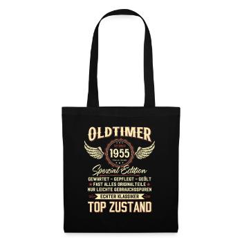70. GeburtstagOldtimer September 1955 Jahrgang 55 - Stoffbeutel - Schwarz - Vorne