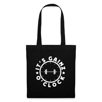 Powerlifting Bodybuilder It ́s Gainz O ́clock Gym - Tote Bag - black - Front