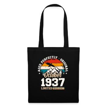 87. Geburtstag Legende Oktober 1937 Jahrgang 37 - Stoffbeutel - Schwarz - Vorne