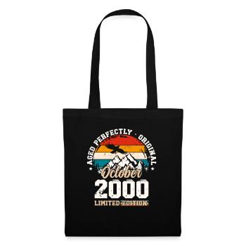 24. Geburtstag Vintage Oktober 2000 Jahrgang - Stoffbeutel - Schwarz - Vorne