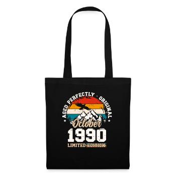 34. Geburtstag Legende Oktober 1990 Jahrgang 90 - Stoffbeutel - Schwarz - Vorne