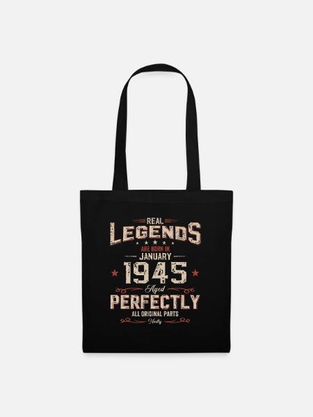 80. Geburtstag Legendär seit Januar Jahrgang 1945 - Stoffbeutel - Schwarz