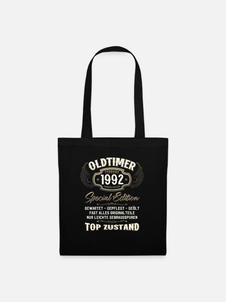 33. Geburtstag Oldtimer Februar 1992 Jahrgang 92 - Stoffbeutel - Schwarz