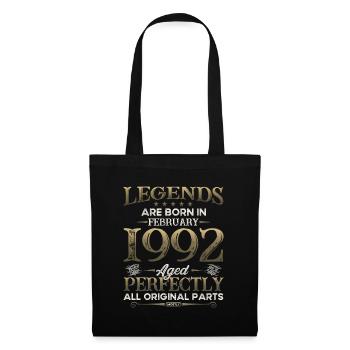 33e anniversaire Légendaire depuis février Né en 1992 - Sac en tissu - noir - Devant