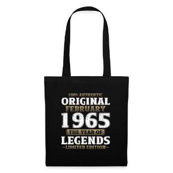 60. Geburtstag Geschenk Mann Original Februar 1965 - Stoffbeutel - Schwarz - Vorne