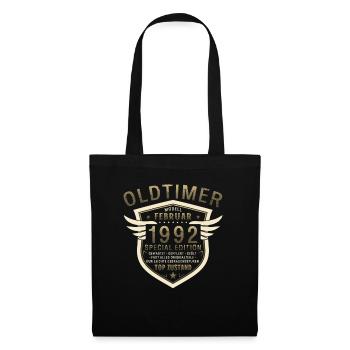 33. Geburtstag Oldtimer Februar Jahrgang 1992 - Stoffbeutel - Schwarz - Vorne