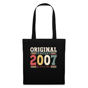 18. Geburtstag Geschenk Mann Original Februar 2007 - Stoffbeutel - Schwarz - Vorne