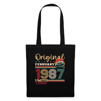 Cadeau d'anniversaire 38 ans Homme Original Février 1987 - Sac en tissu - noir - Devant