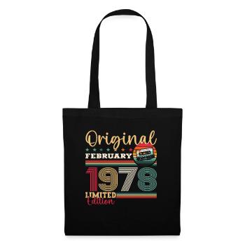 47. Geburtstag Geschenk Mann Original Februar 1978 - Stoffbeutel - Schwarz - Vorne