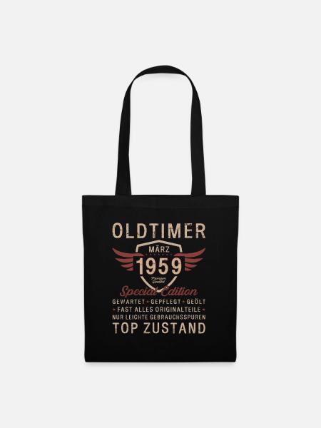 66. Geburtstag Oldtimer März 1959 Jahrgang 59 - Stoffbeutel - Schwarz