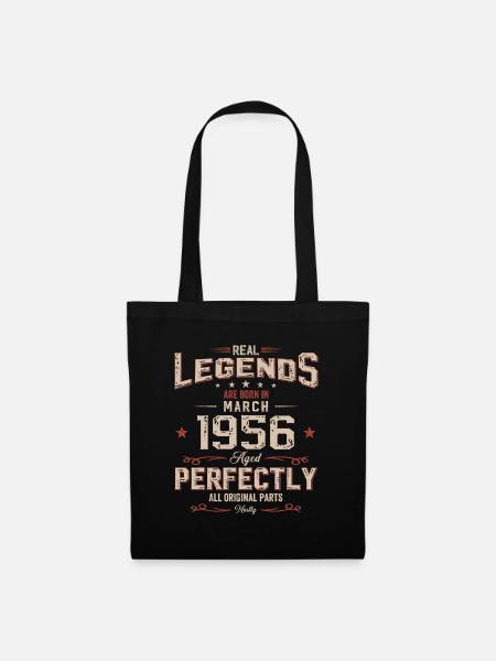 70. Geburtstag Geschenk Mann Vintage März 1956 - Stoffbeutel - Schwarz