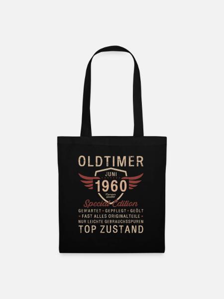 65. Geburtstag Oldtimer Juni Jahrgang 1960 - Stoffbeutel - Schwarz